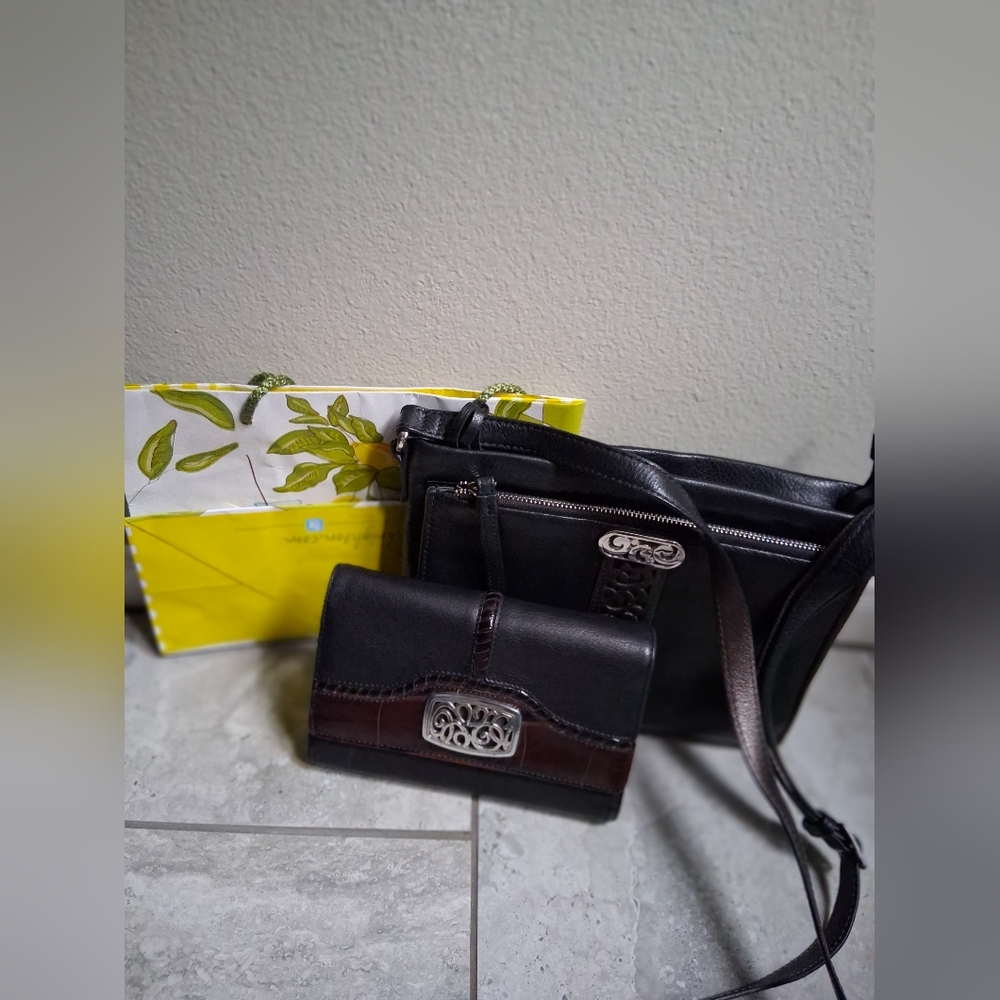 Brighton Bundle Black Purse & Crossbody Wallet EUC